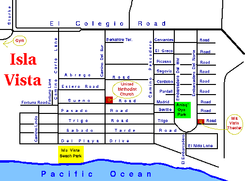 [Isla Vista town map]