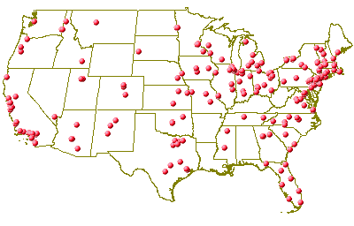 [Map of United States Juggling Clubs]