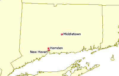 [Map of Connecticut Juggling Clubs]