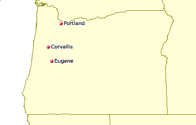 [Map of Oregon Juggling Clubs]